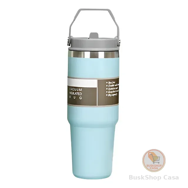 Copo Térmico Aço Inox 887ml Grande Com Tampa Flip Resistente