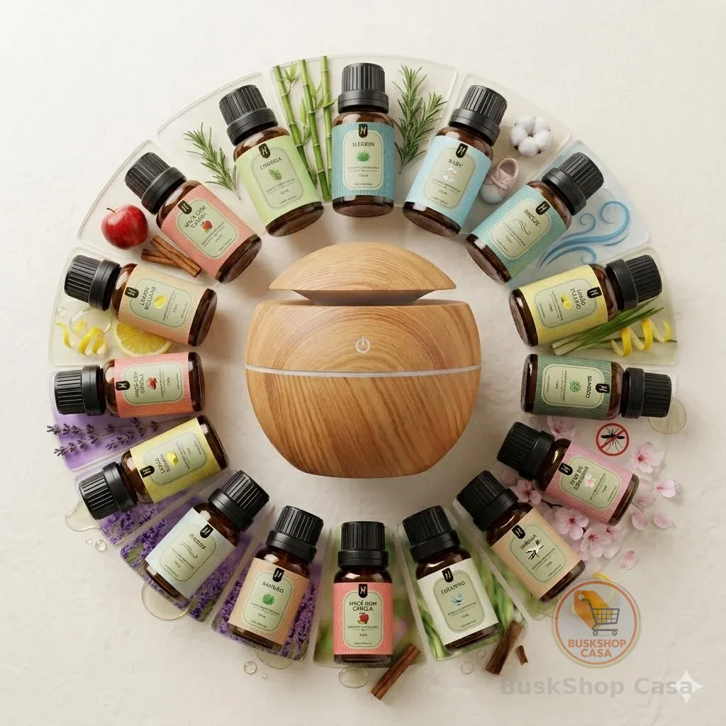🧡 Kit Aromatizador Difusor Umidificador Elétrico Ambiente + 12 Essências 10ml