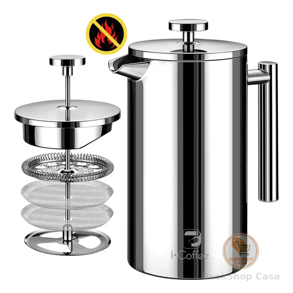 Icoffee Prensa Francesa Inox | 0.7l Cor Prateado Aço Inoxidável 127/220v