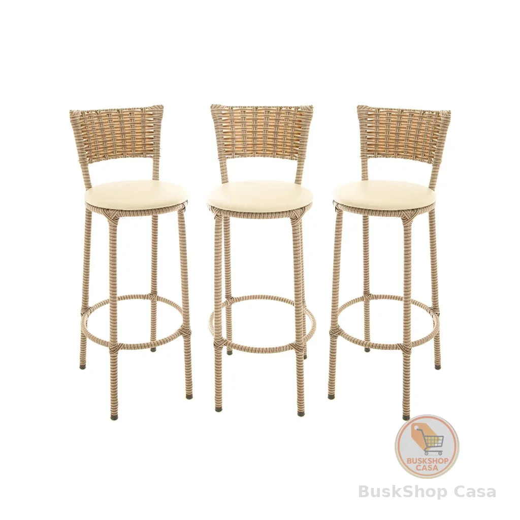 3 BANQUETAS BANCO ALTO TODA ENCAPADA CAPPUCCINO COZINHA BALCÃO BAR CASA DECORAÇÃO COM DESCONTO
