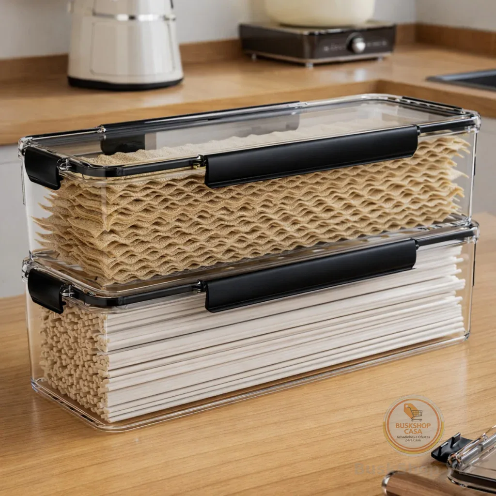 Kit 2 Potes Herméticos Organizador Empilhavel Mantimentos Com Lacre Vedação Casa Cozinha Organização Decoração