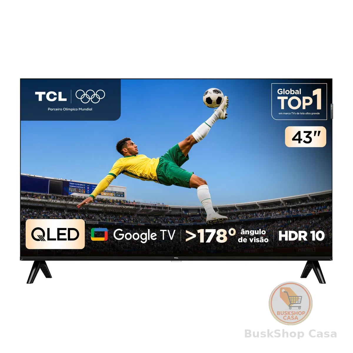 TCL, Smart TV, 43 Polegadas, FHD QLED, WiFi, Bluetooth, Google TV, 2 HDMI, HDR10, Dolby Audio, 43S5K