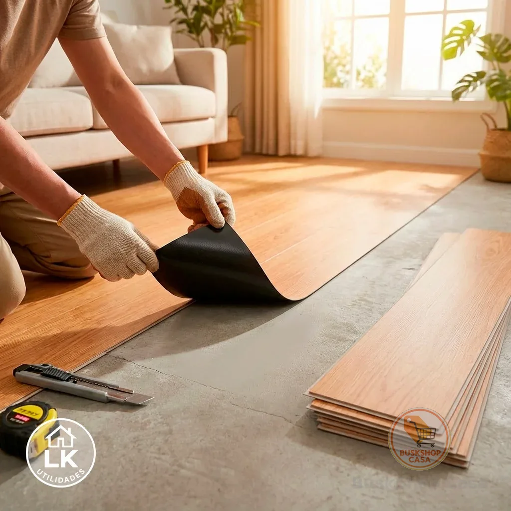 🧡 Piso Vinílico Autocolante 91,4x15,2 cm – Kit 72 Peças | Cobre 10m² com Praticidade