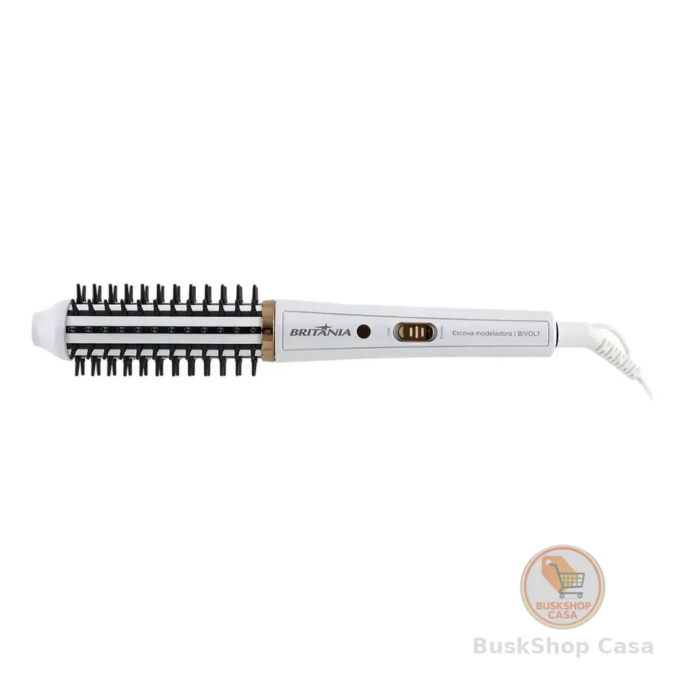 Escova Modeladora Britânia 2 Em 1 Branca Bec04 Bivolt Branco 127/220v