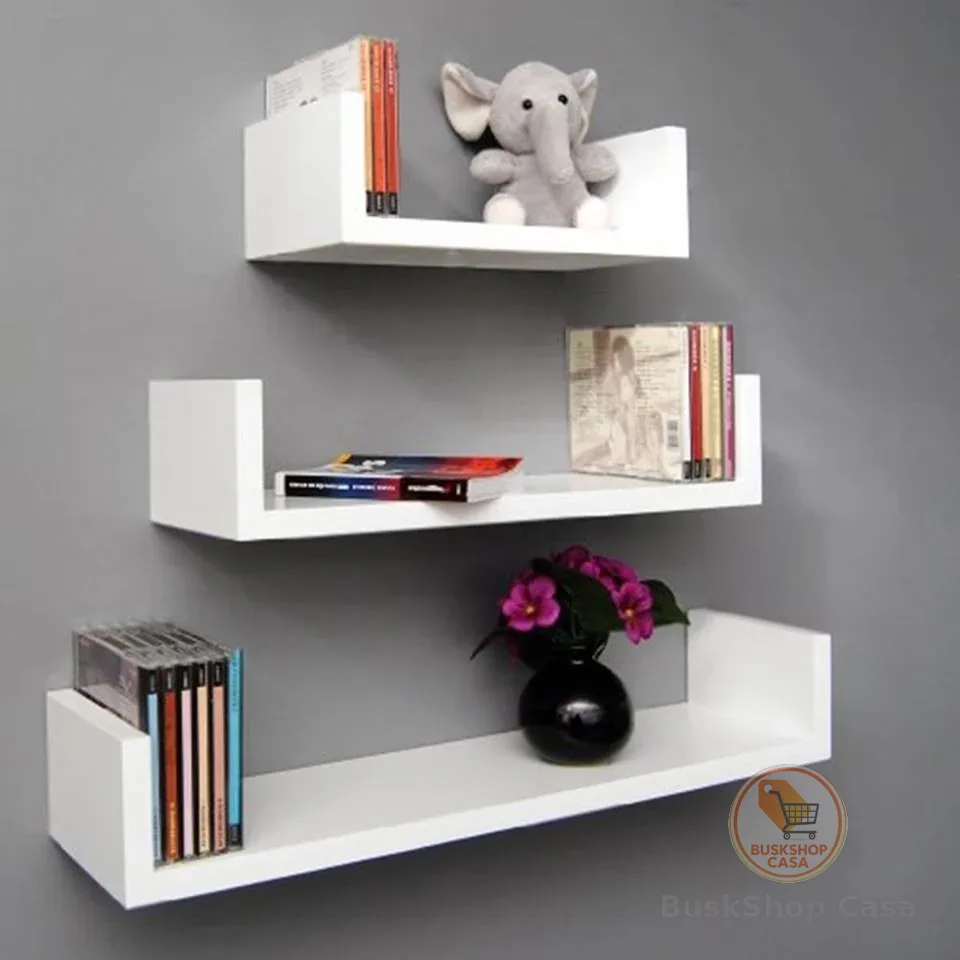 Kit 3 Nicho Prateleira U 20/30/40 Branco Mdp Decorativo 10 PROFUNIDADE