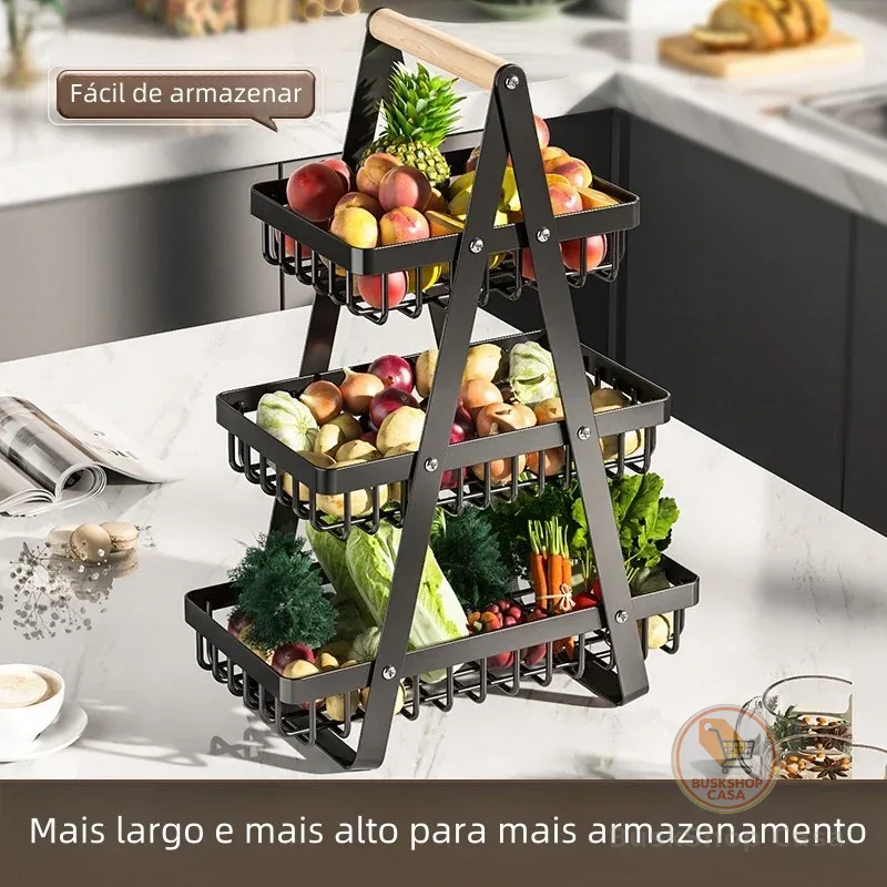 Fruteira de Mesa Premium 2 Andar 3 Andar  Cesta de Frutas e legumes Armazenamento de Cosméticos ES