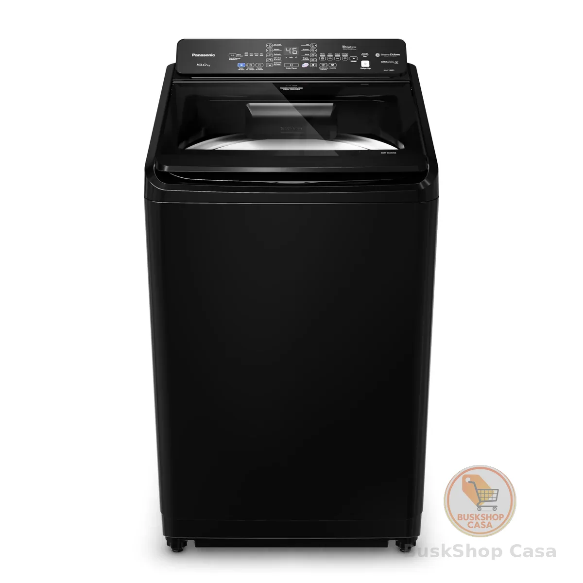 Máquina de lavar Intuitive+ Panasonic 19kg Lavagem Eficiente SmartSense Sistema Ciclone Ciclo Pet Preta - NA-F190G1BA 127V