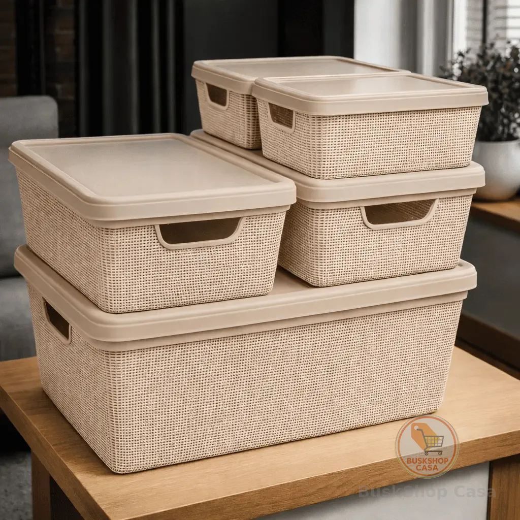 Kit 5 Caixa Organizadora com tampa grande Banheiro Cozinha em Promoção 1,8 L 5 L 15 L