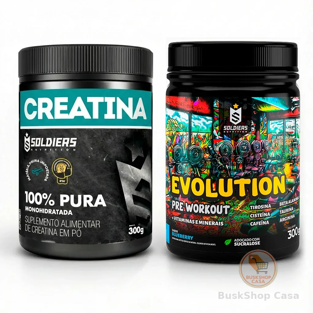 Kit: Creatina Monohidratada + Pré Treino Evolution 300g  - Soldiers Nutrition Força Performance