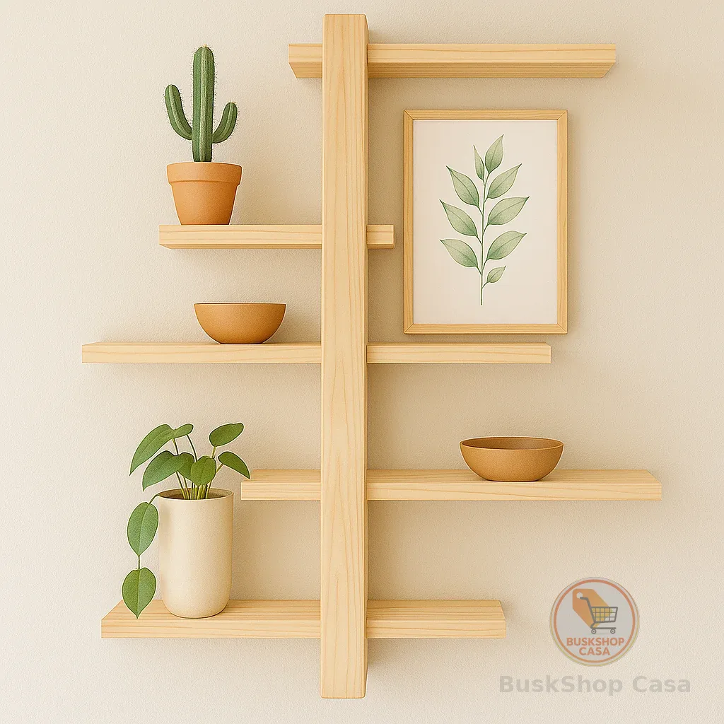 Rack Prateleira Suspensa Nicho C/5 Andar Madeira Maciça Para Plantas Sala, Quartos e Quintal