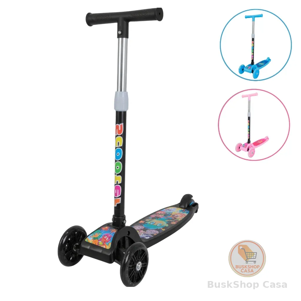 Patinete infantil 3 rodas com led ajustável scooter dobrável menino menina