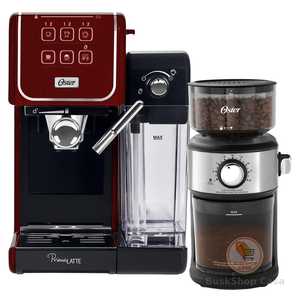 Kit Cafeteira PrimaLatte Touch e Moedor de Café Automático Precision Oster