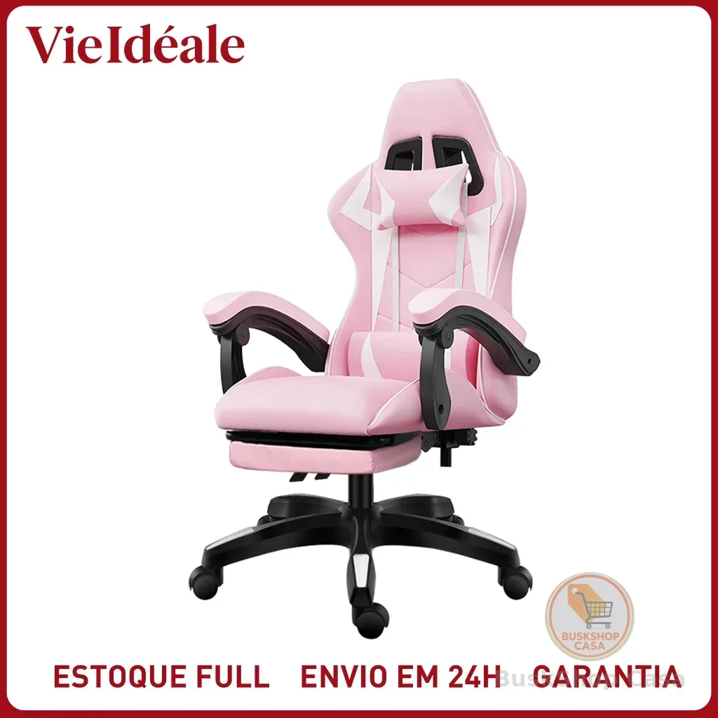 Cadeira Gamer Ergonômica Reclinável com Apoio de Pés Ajustável e Base Giratória – Máximo Conforto para Longas Sessões de