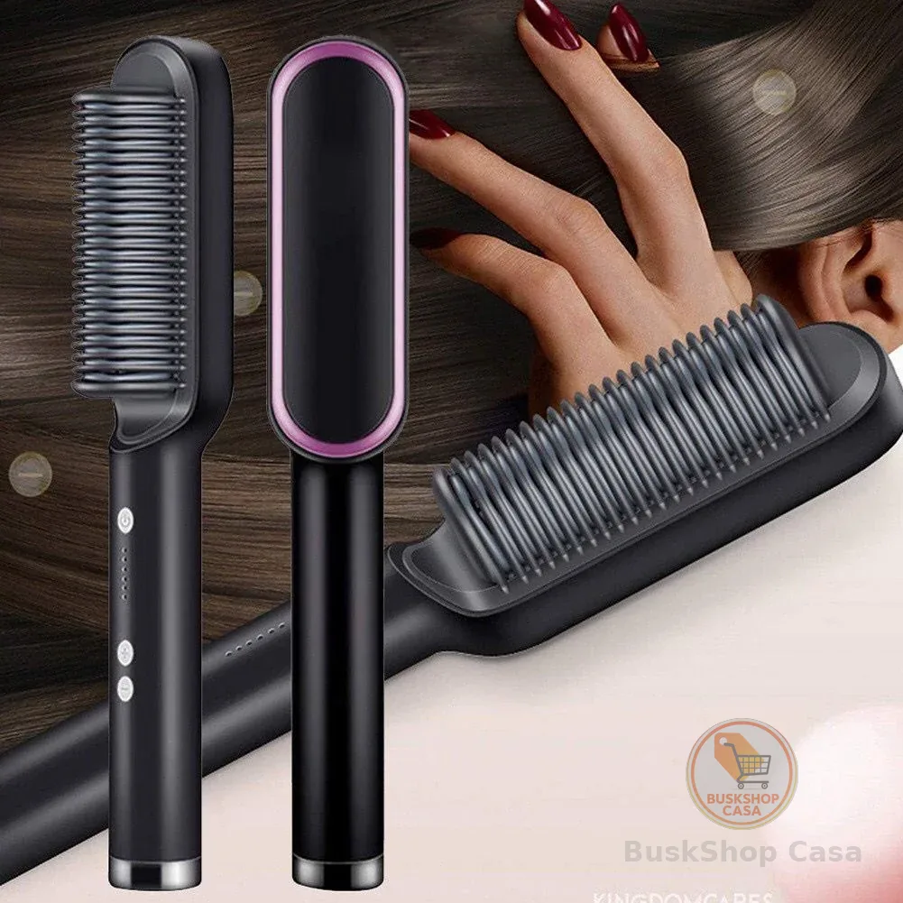Escova Alisadora Bivolt 5 em 1 - Alisa, Hidrata, Modela, Alinha e Anti-Frizz