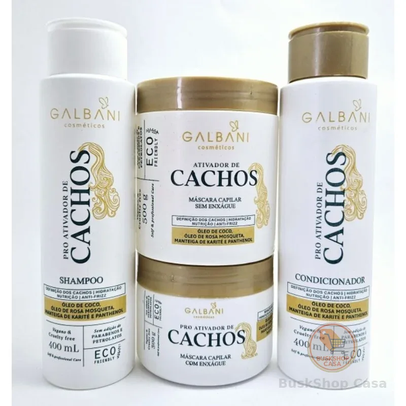 Kit Ativador De Cachos Com Manteiga De Karité 4 Produtos Hidratação Definição Dos Cachos Anti-Frizz