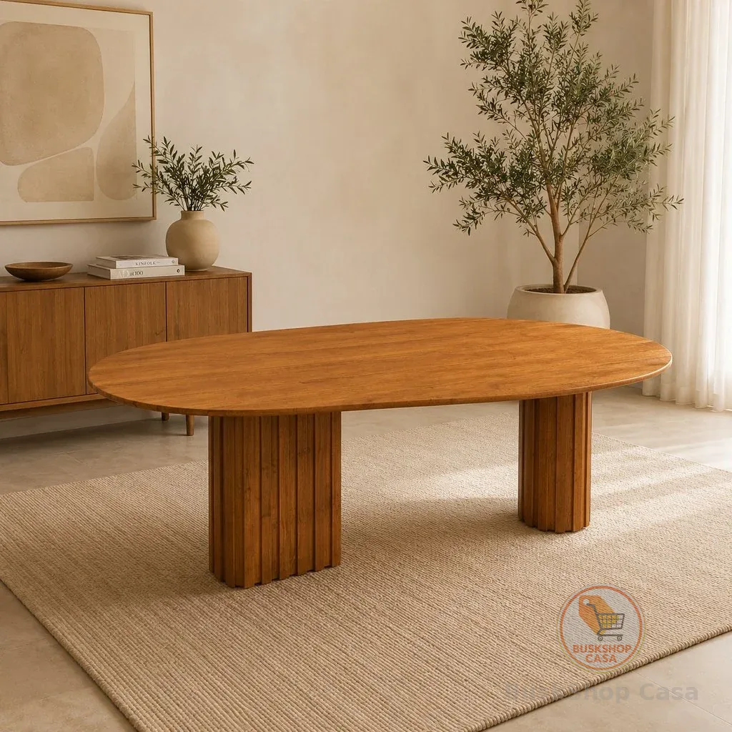 Mesa para Sala de Jantar com Tampo Orgânico 75x200x100cm Marrom/Freijó 200