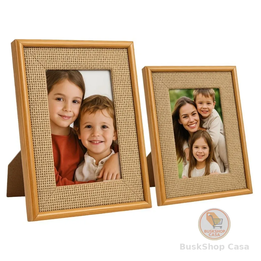 Kit 2 Porta Retratos Tecido Trançado Mdf 10x15 & 15x20 - Collection