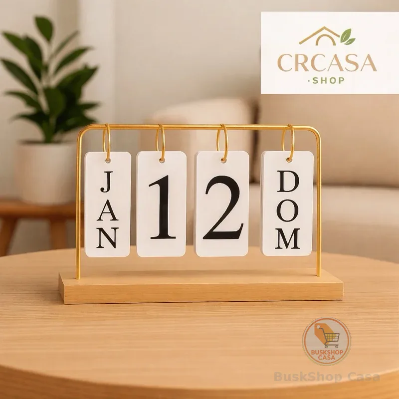 Calendário de Mesa Permanente  Luxo Preto/Dourado Premium