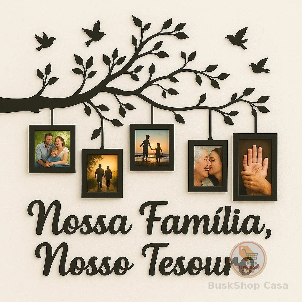 Quadro Decorativo em MDF 10x15– Árvore com Molduras para Fotos de Família
