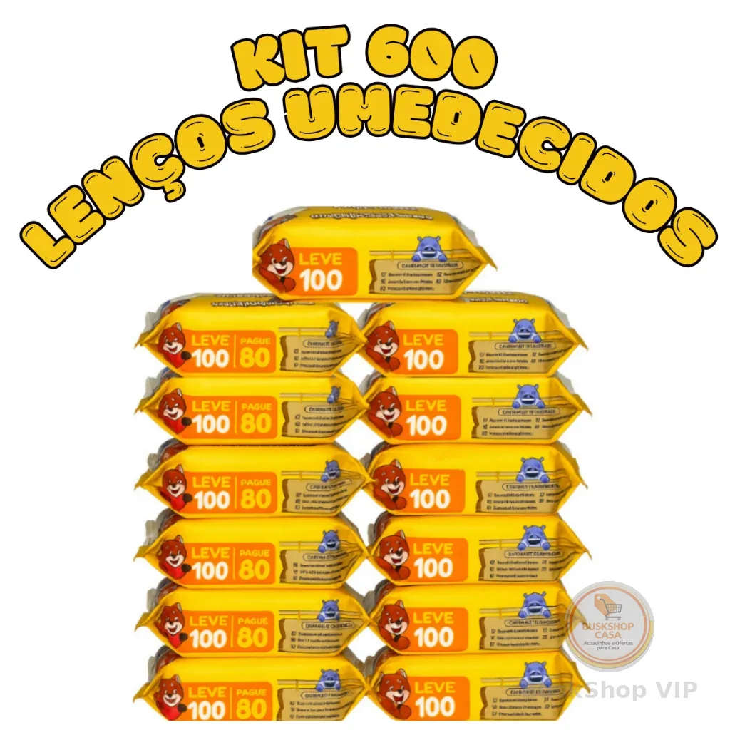 Kit 600 Lenço Umedecido Chameguinho Baby Toalhas Umedecidas Infantil Higiene Bebê Sem Alcool