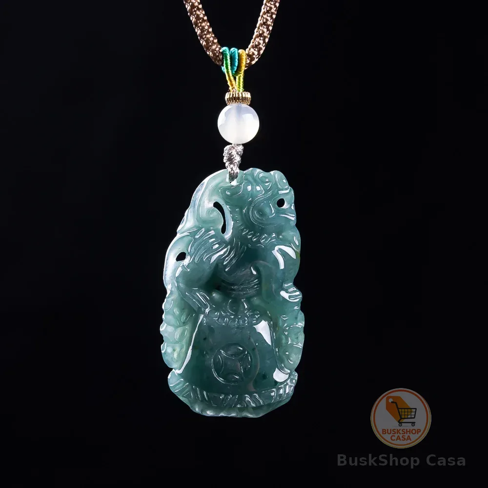 Pingente Pixiu de Jadeíta Birmanesa, Talismãs de Pedras Preciosas de Designer, Acessórios de Jade Genuíno, Colar de Moda Vintage, Presentes para Mulheres