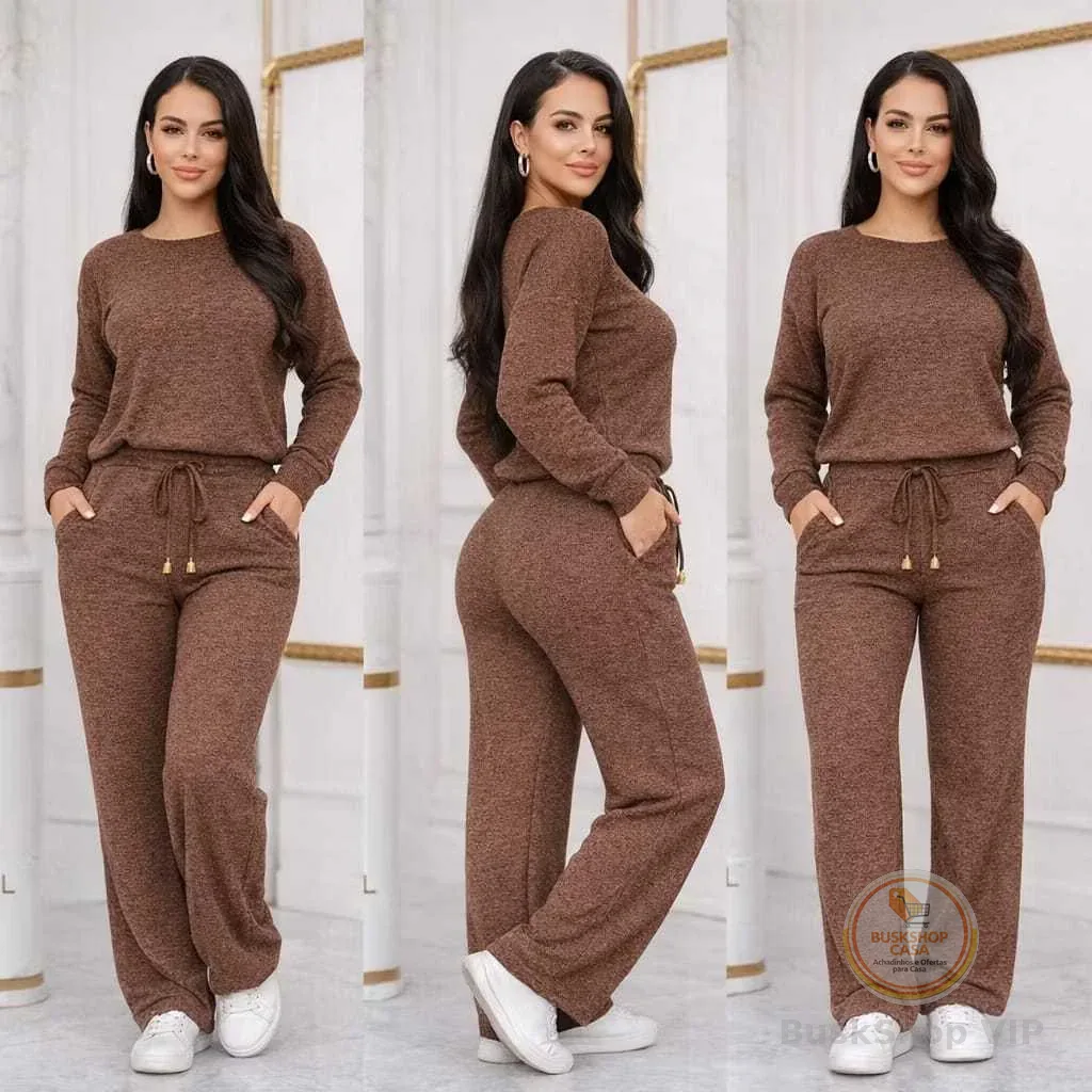 conjunto femenino  lanzinha riby canelado blusa despojada mulet calça pantalona con bolsos plus size