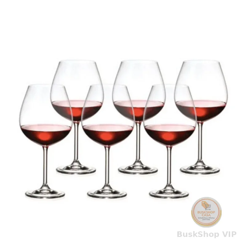 Jogo 6 Taças Vinho Tinto Em Cristal Bohemia 650 Ml Titanium Cor Transparente
