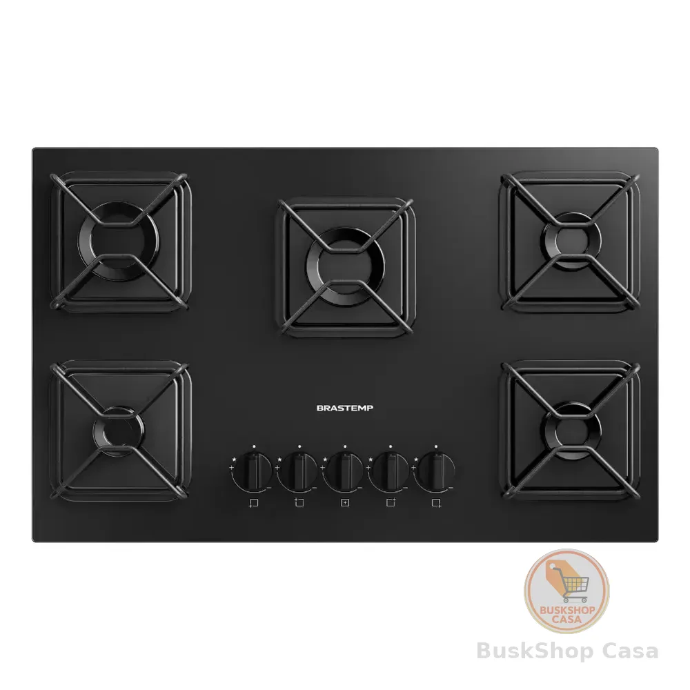 Cooktop Brastemp A Gás 5 Bocas Com Grades De Ferro - Bds75ae Preto 127/220v