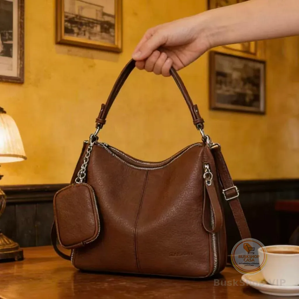 Bolsa Mochila Grande De Ombro e Transversal Feminina De Couro PU B303 AMY