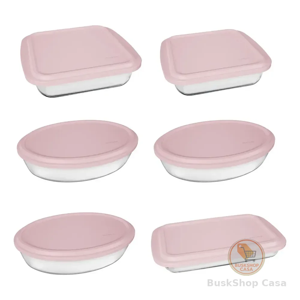 Conjunto Assadeiras 6 Peças Com Tampa Cor Rosa - Marinex