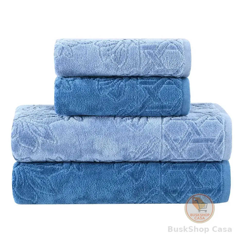 Jogo De Toalhas Buddemeyer Village Banho Verde Claro 4 Peças Azul Turquesa / Azul Claro Lisa