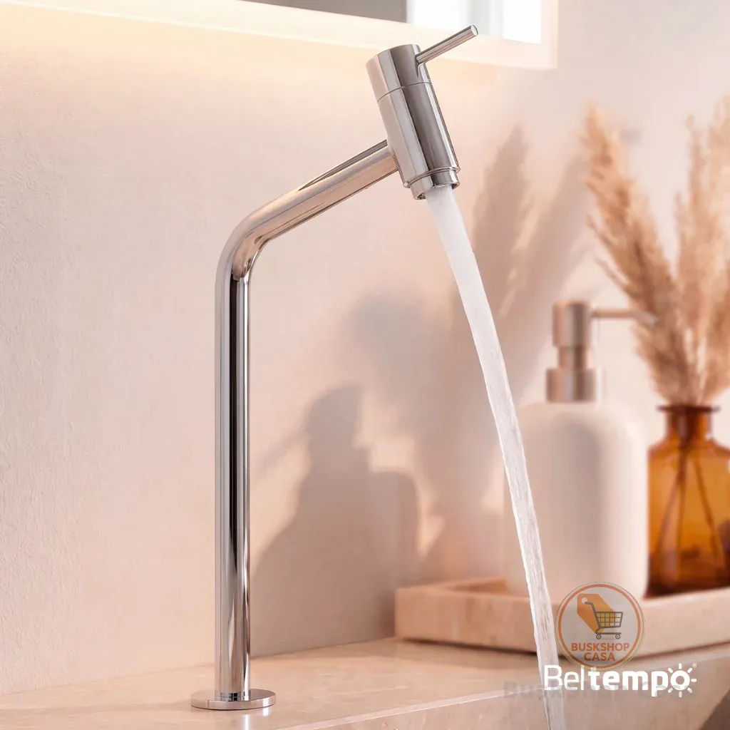 Torneira Banheiro Lavabo Bica Alta Bancada Inox Link 45° Beltempo