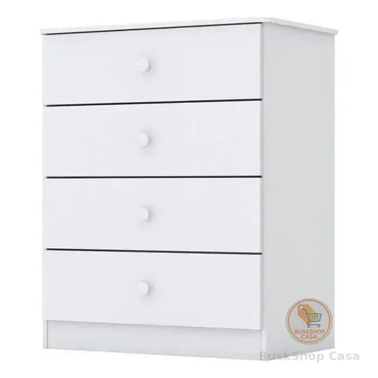 Cômoda Infantil 04 Gavetas Labirinto Henn Branco Branco