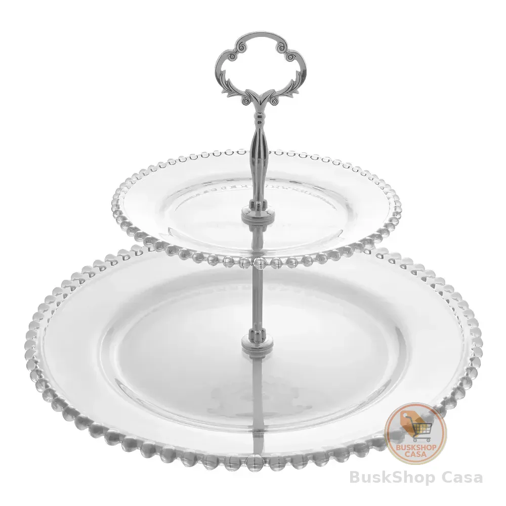 Porta Doces Duplo De Cristal Bolinhas Pearl Wolff 35212