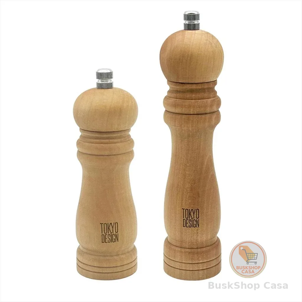 Moedor Pimenta Sal Grosso Grande E Pequeno Madeira 2 Peças Triturador Manual Cozinha