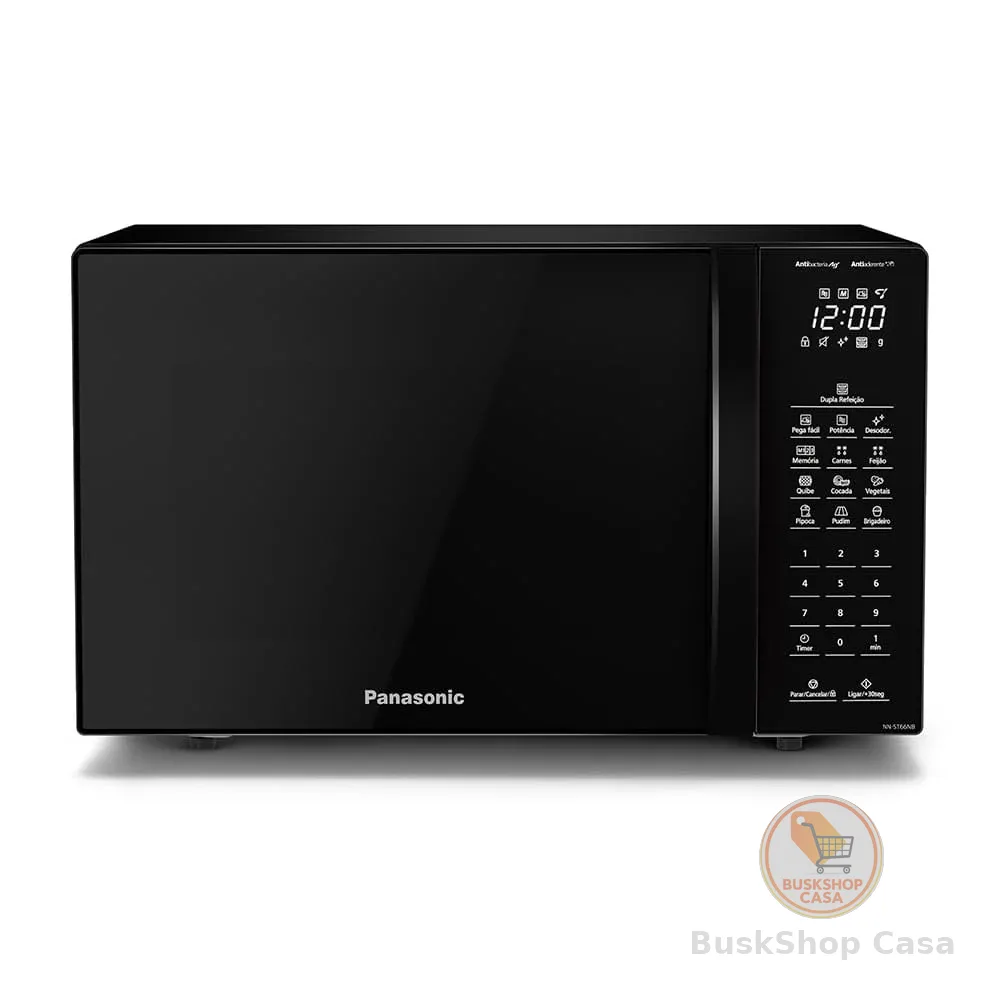 Microondas Panasonic Dupla Refeição 34l Black Glass Nn-st66nbru