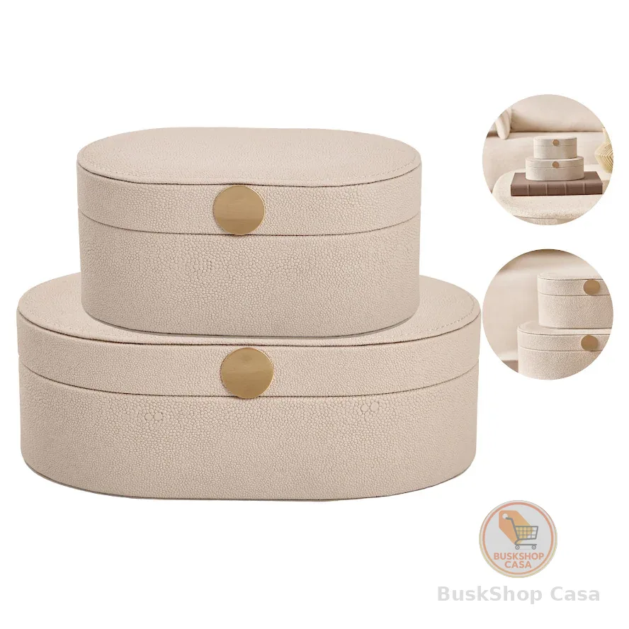 Conjunto 2 Caixas Decorativas Organizadoras Em MDF Porta Objetos Revestidos Em PU