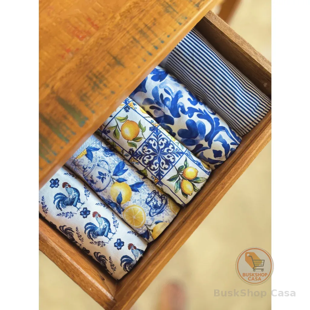 Kit 5 Panos de Prato Tricoline 100% Algodão 45x70cm com Saquinho Presenteável