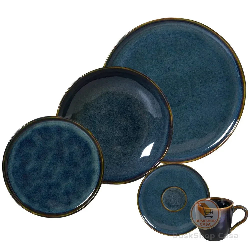 Jogo de Jantar 30 peças Cerâmica Stoneware Bio Oceano Porto Brasil