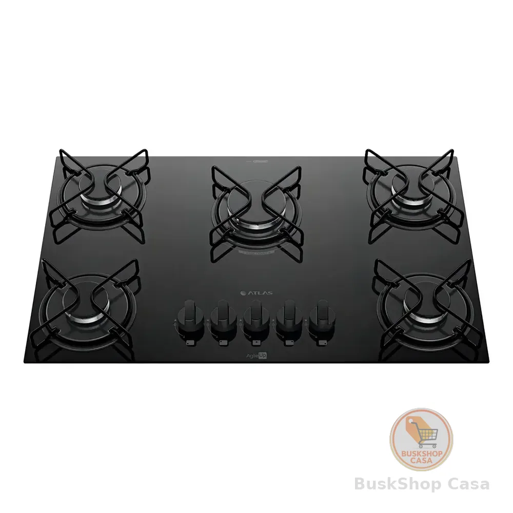 Cooktop 5 Bocas A Gás Atlas Agile Up Mega Chama Preto 127/220v