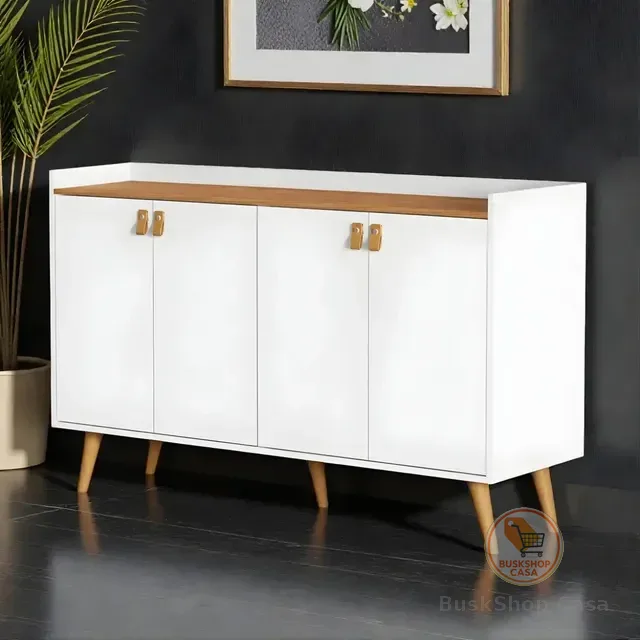 Aparador Decorativo Luana 4 Portas Moderno Sala