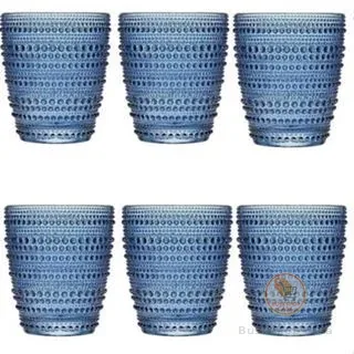 Jogo 6 Copos de Vidro Pérola Luxo 300ml Água Suco 4 cores