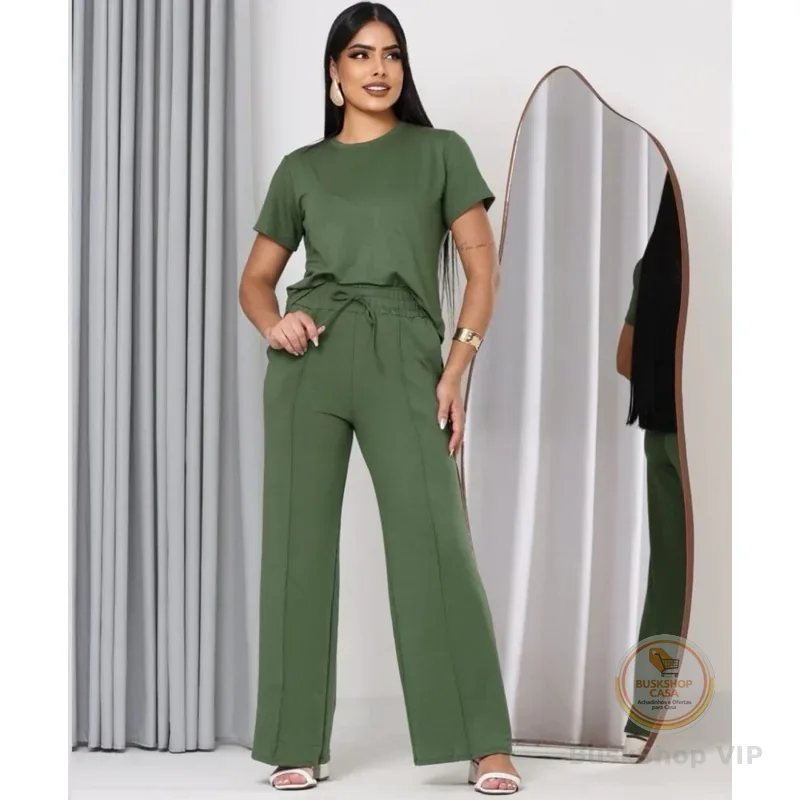 Conjunto moletinho feminino inverno outono moda manga curta