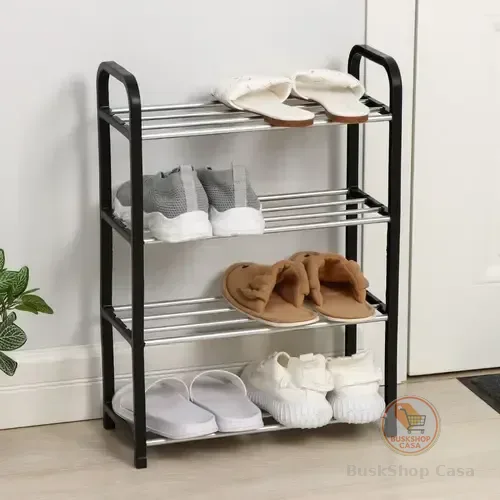 Sapateira Organizador Estante Sapateira 8 Pares Preto Plástico Aço