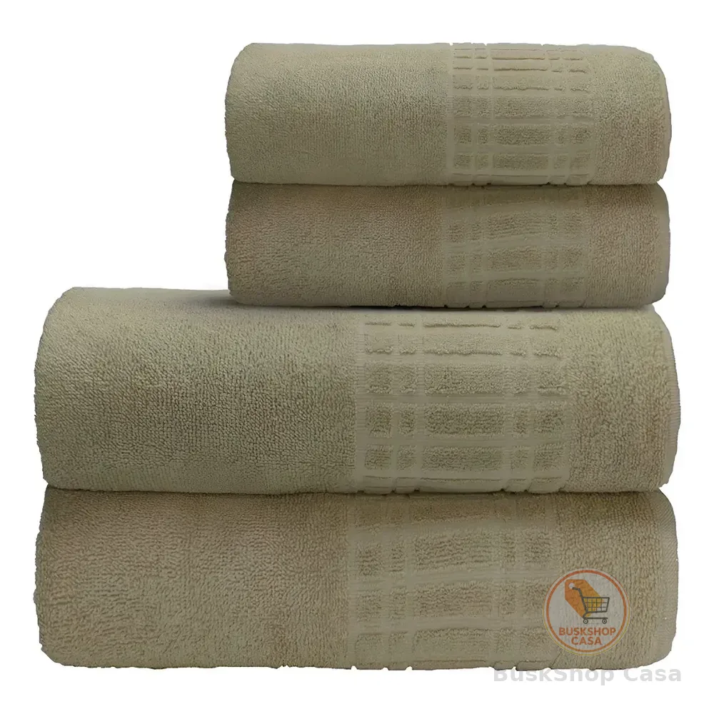 Jogo De Toalha Banho 4 Peças 100 Algodão 400 Gr/m Loft Camesa Bege Liso