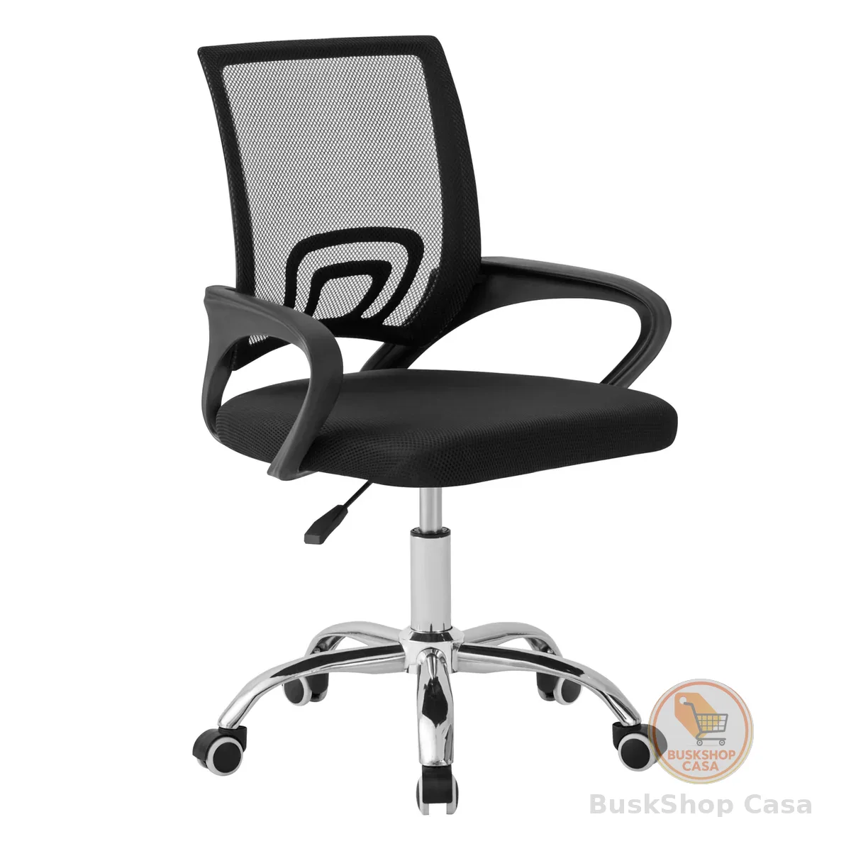 Cadeira Ergonômica Conthey Arco Home Office e Escritório, Encosto Mesh Respirável, Regulagem de Altura a Gás, Base Cromada 5 Rodízios 360°, Braços Fixos, Preta