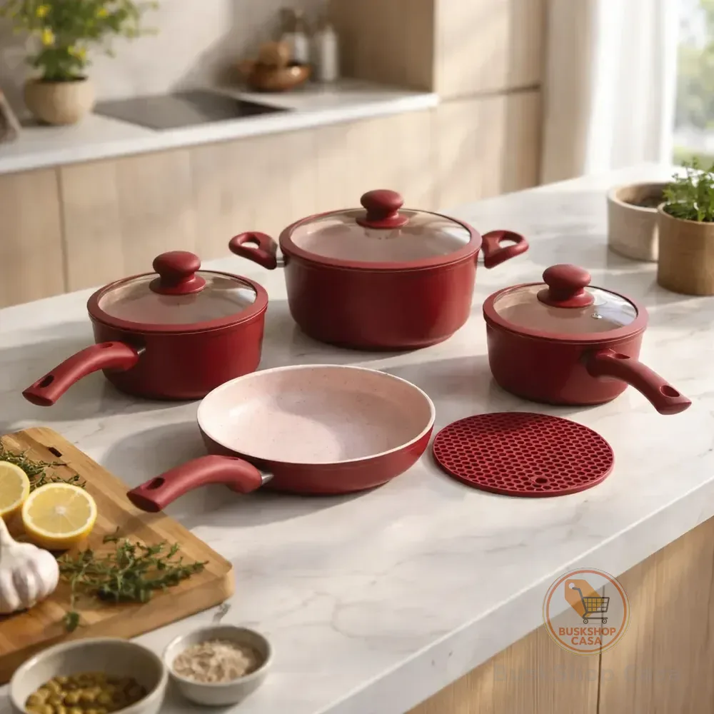Jogo Panela Antiaderente Ceramica 5 Pçs Tampa