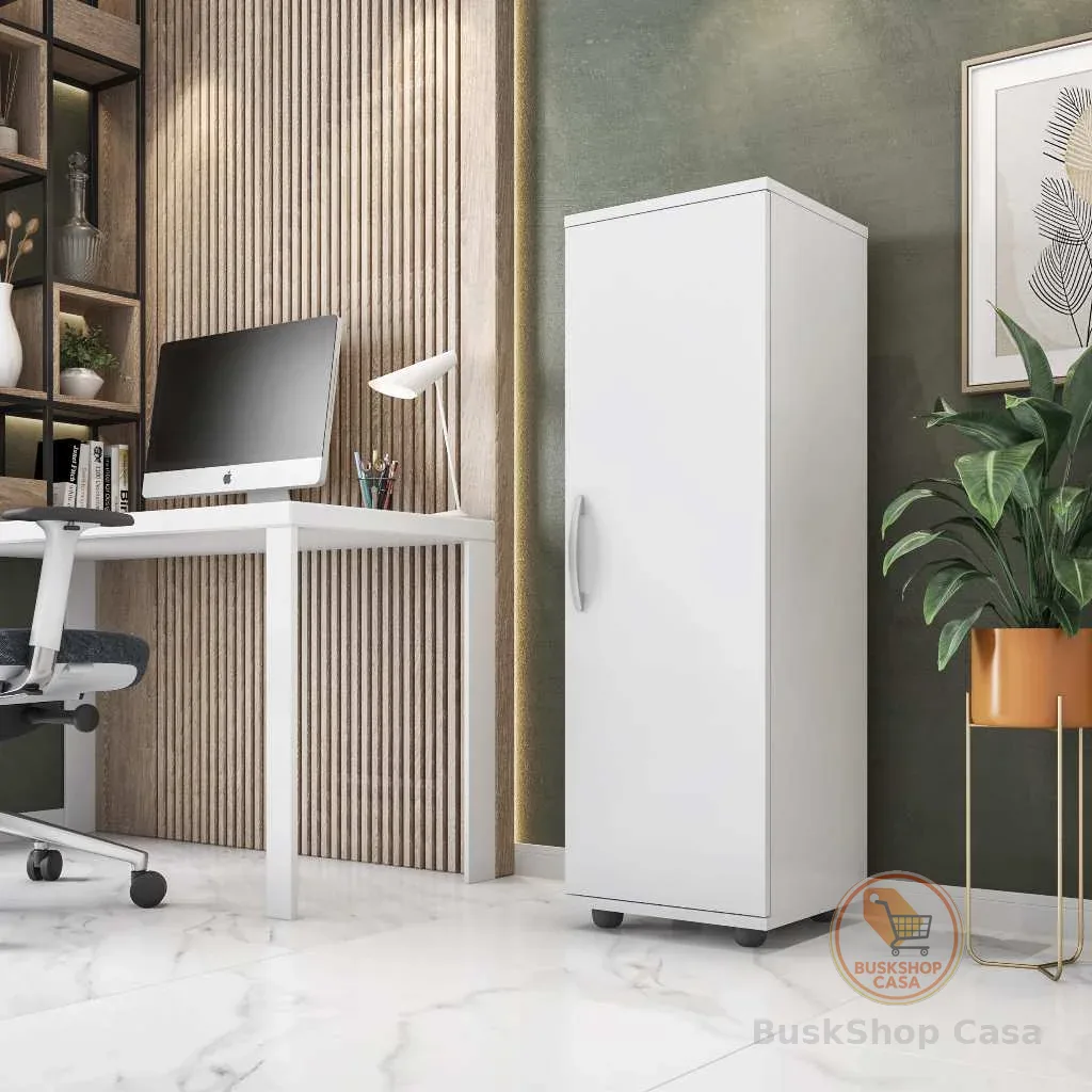 Armário Multiuso  Organizador 1 Porta Com 2 Prateleiras Sala Quarto Escritório Lavanderia