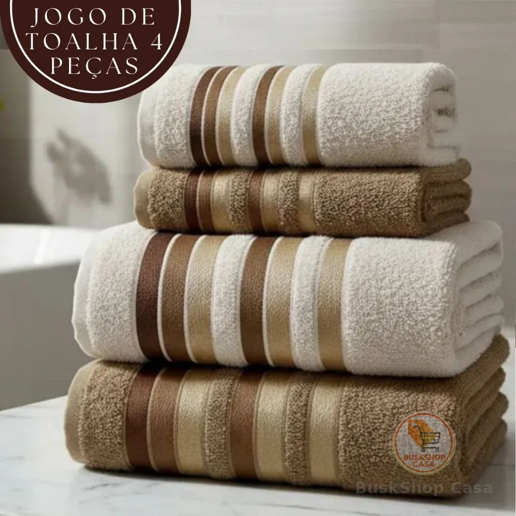 Jogo de Toalha 2 Banho e 2 Rosto 100% Algodão Excelente Absorção Felpuda Macia Premier Habitat