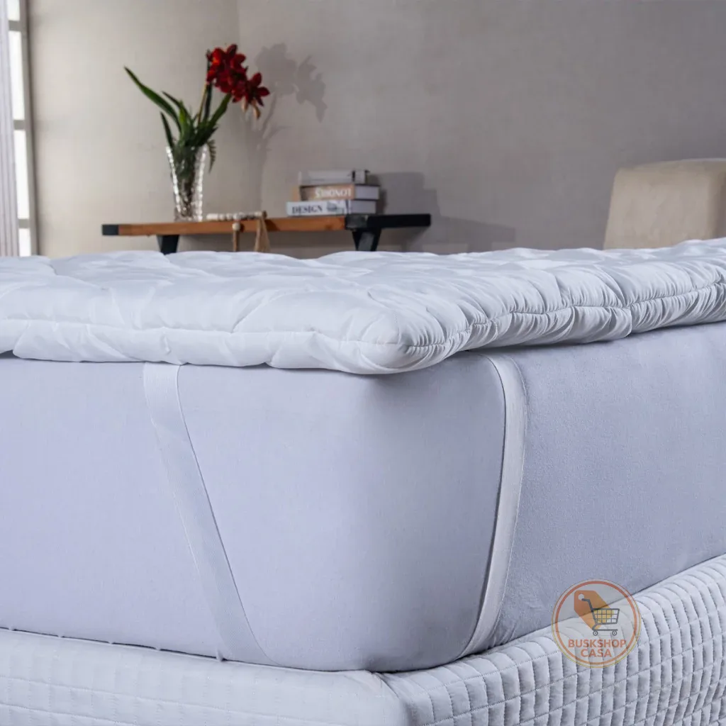 Protetor de colchão pillow top casal padrão micro percal 400 fios com elástico nas pontas